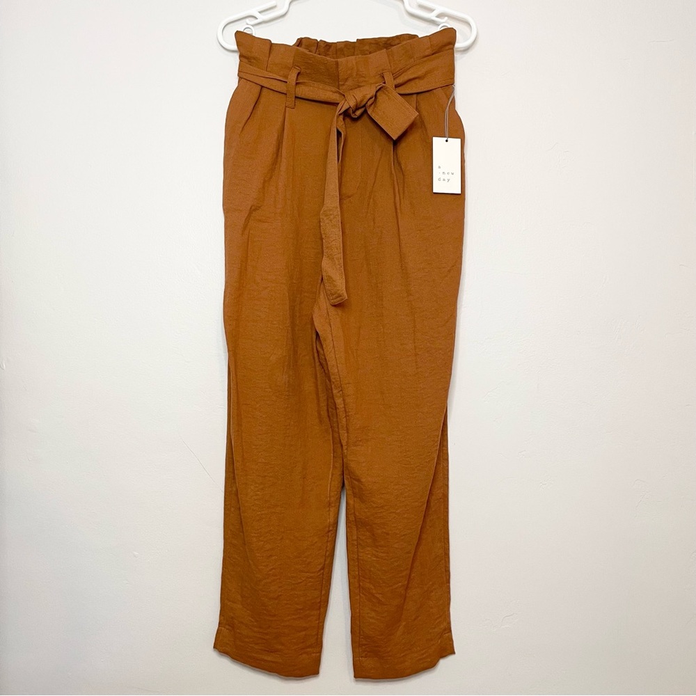 A New Day High Waisted Paper Bag Tapered Pants/ Trousers with Tie Waist